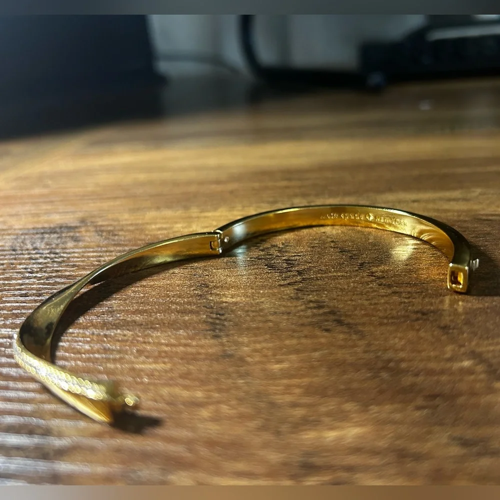 Gold Kate Spade Accented Twisted Bangle Bracelet - Picture 5 of 9